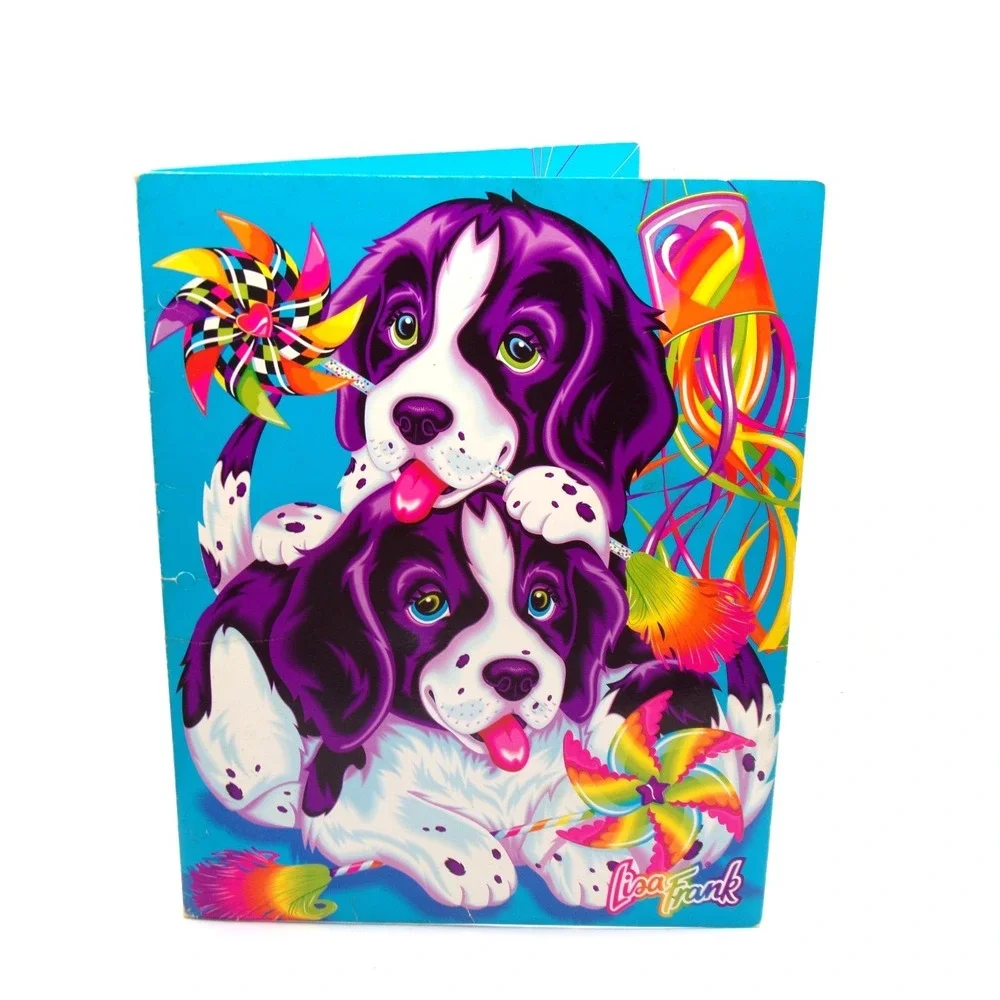 Vintage Lisa Frank Violet & Velvet Spaniel Dogs 2 Pocket Folder